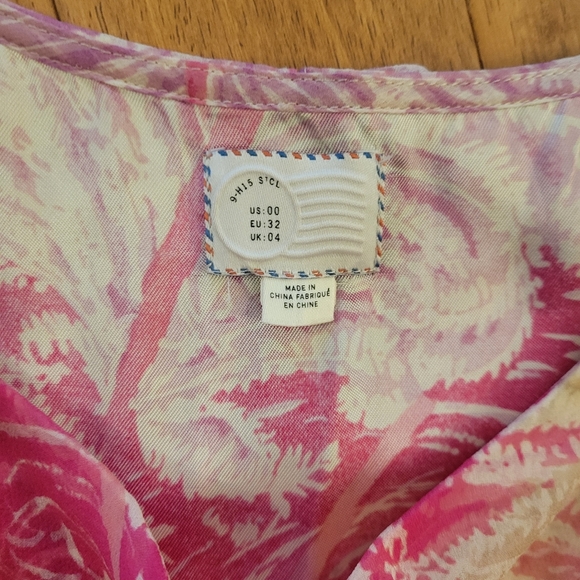 Anthropologie Pink Abstract Chiffon Fit & Flare Dress US 00 - Picture 4 of 14